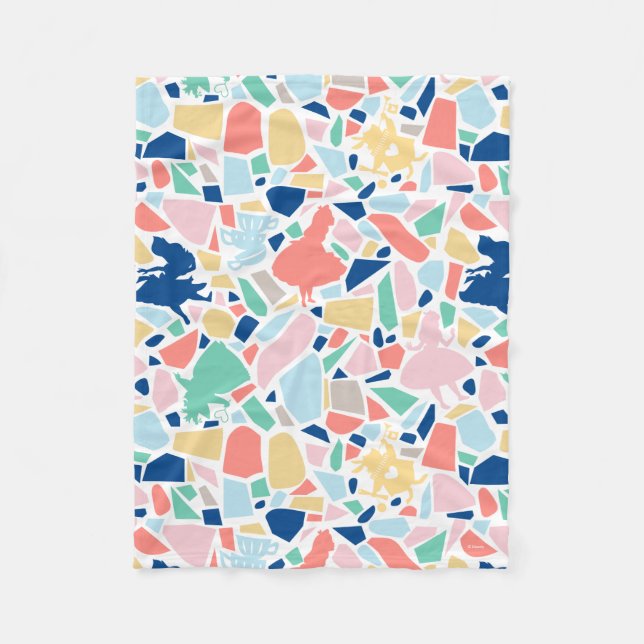 Alice In Wonderland | Mosaic Tile Pattern Fleece Blanket (Front)