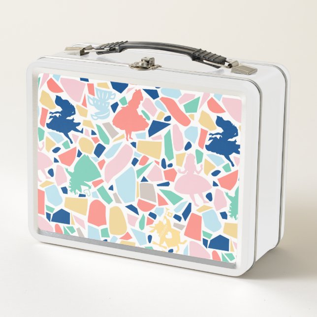 Alice In Wonderland | Mosaic Tile Pattern Metal Lunch Box (Front)