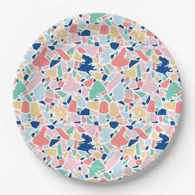 Alice In Wonderland | Mosaic Tile Pattern Paper Plates (Front)