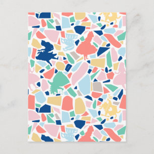Alice In Wonderland   Mosaic Tile Pattern Postcard