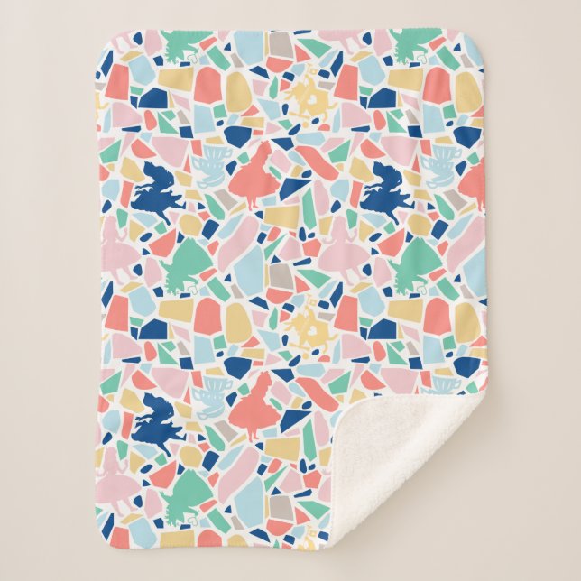 Alice In Wonderland | Mosaic Tile Pattern Sherpa Blanket (Front)