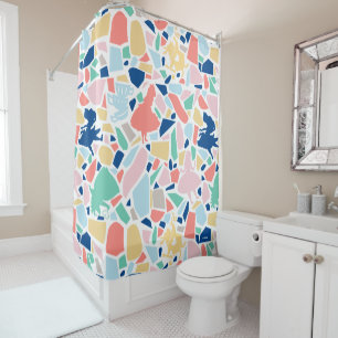 Alice In Wonderland   Mosaic Tile Pattern Shower Curtain
