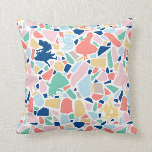 Alice In Wonderland Mosaic Tile Pattern Throw Pillow