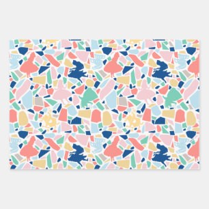 Alice In Wonderland   Mosaic Tile Pattern Wrapping Paper Sheets