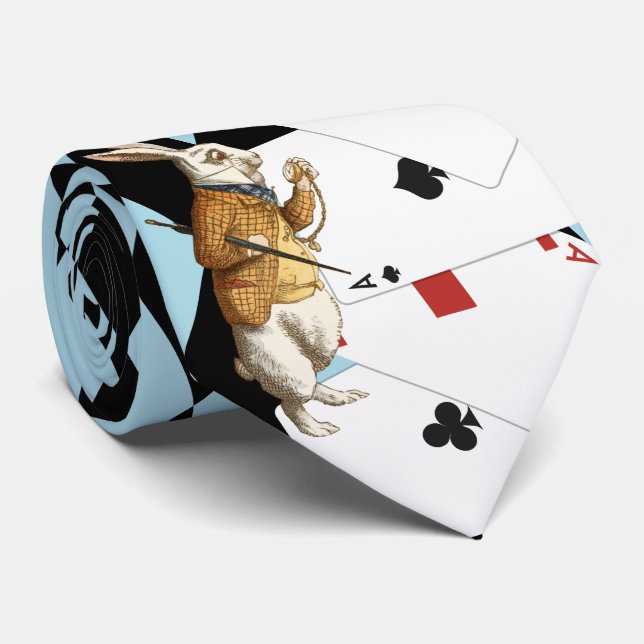 Alice in Wonderland Mr. Rabbit Mint Blue Neck Tie (Rolled)