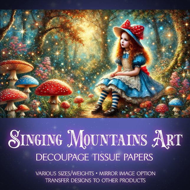 Alice in Wonderland Mushroom Forest Decoupage Tissue Paper (Creator Uploaded)