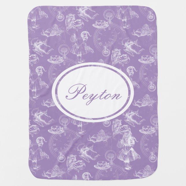 Alice in Wonderland Name Tea Time Lavender Blanket (Front)