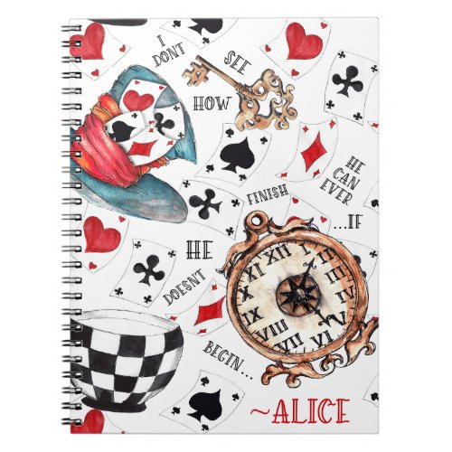Alice in Wonderland notebook with quote