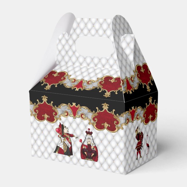 Alice in Wonderland on Crimson and White  Favor Boxes (Front Side)