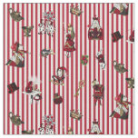 Alice in Wonderland on Crimson/White Striped Fabric