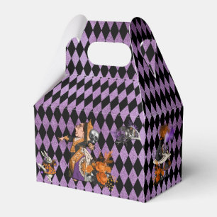 Alice in Wonderland on Halloween Violet Harlequin Favor Boxes