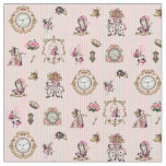 Alice in Wonderland on Pastel Pink/White Striped Fabric