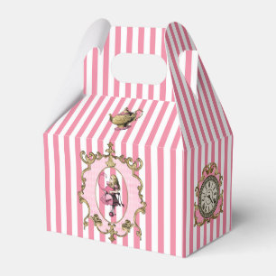 Alice in Wonderland on Pastel Pink/White Striped  Favor Boxes