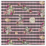 Alice in Wonderland on Pink and Black Harlequin Fabric