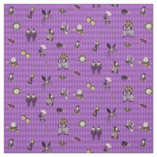 Alice in Wonderland on Purple Harlequin Fabric