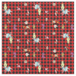 Alice in Wonderland on Red and Black Art Deco Fabric