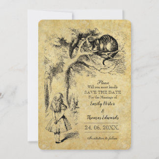 Alice in wonderland on vintage paper Wedding Save The Date
