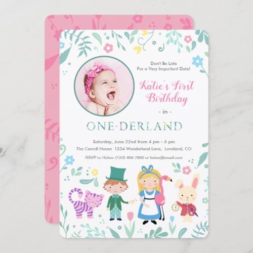 Alice in Wonderland  One_derland first Birthday Invitation