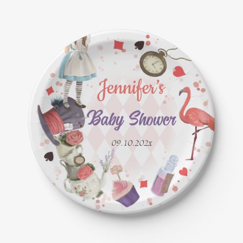 Alice in Wonderland Onederland Baby Shower  Paper Plates