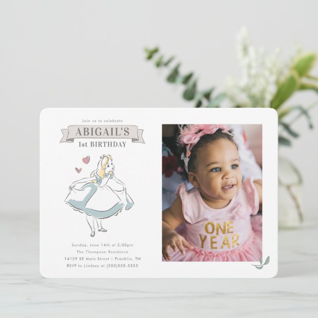 Alice in Wonderland | Onederland Birthday - Photo Invitation (Standing Front)