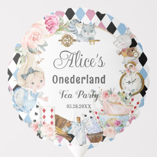 Alice in Wonderland Onederland Birthday Tea Party  Balloon