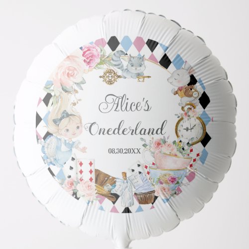 Alice in Wonderland Onederland Birthday Tea Party  Balloon
