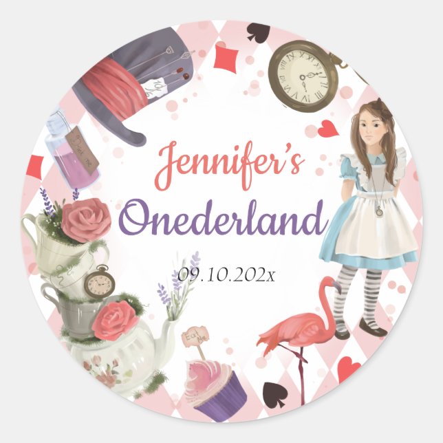 Alice in Wonderland Onederland  Classic Round Sticker (Front)