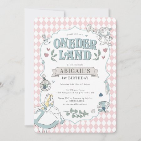 Alice In Wonderland | Onederland First Birthday Invitation