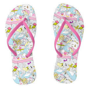 Alice in Wonderland Oversized Pattern Flip Flops