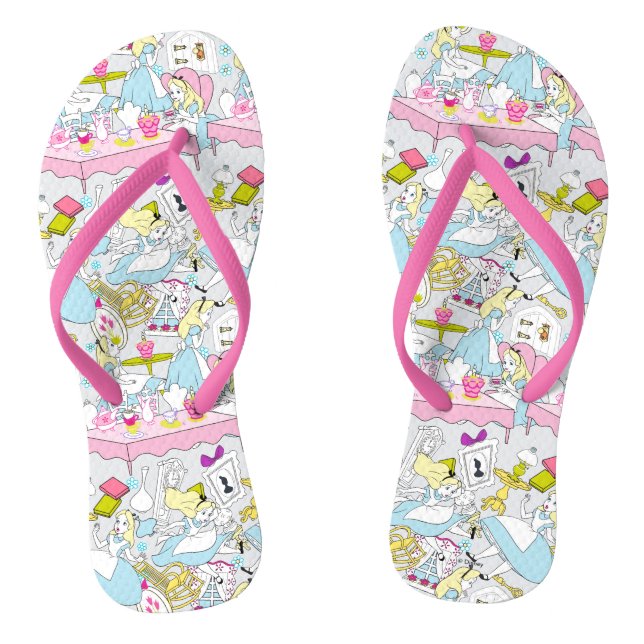 Alice in Wonderland | Oversized Pattern Flip Flops (Footbed)