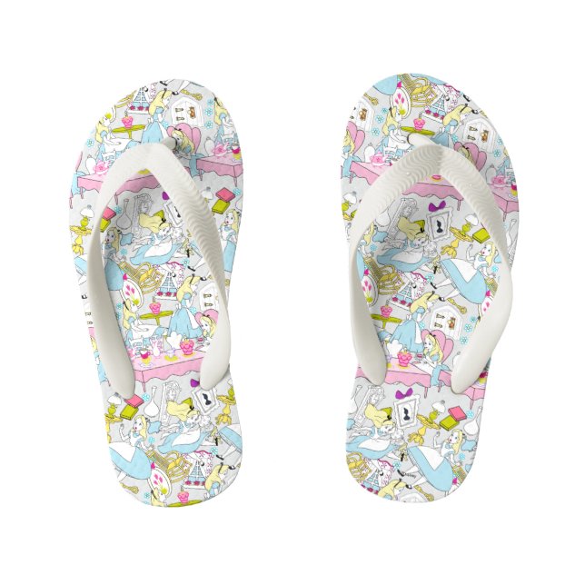 Alice in Wonderland | Oversized Pattern Kid's Flip Flops (Footbed)