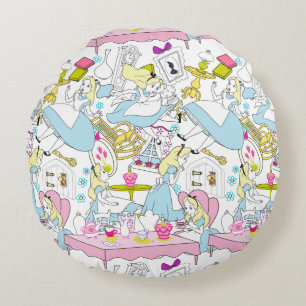 Alice in Wonderland Oversized Pattern Round Pillow