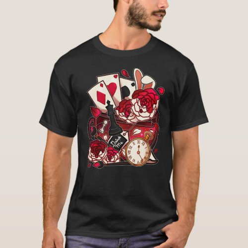Alice in Wonderland Painted Roses Teacup Classic T T_Shirt