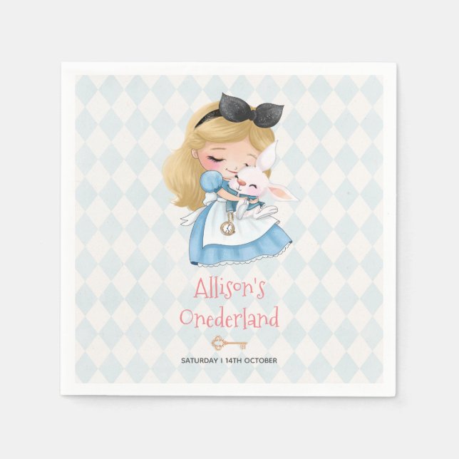 Alice in Wonderland Par-Tea First Birthday Party Napkins (Front)
