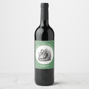 Alice in Wonderland Party - Alice and the Kitten   Wine Label