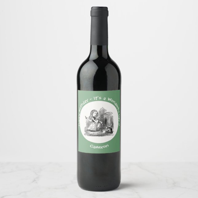 Alice in Wonderland Party - Alice and the Kitten   Wine Label (Front)