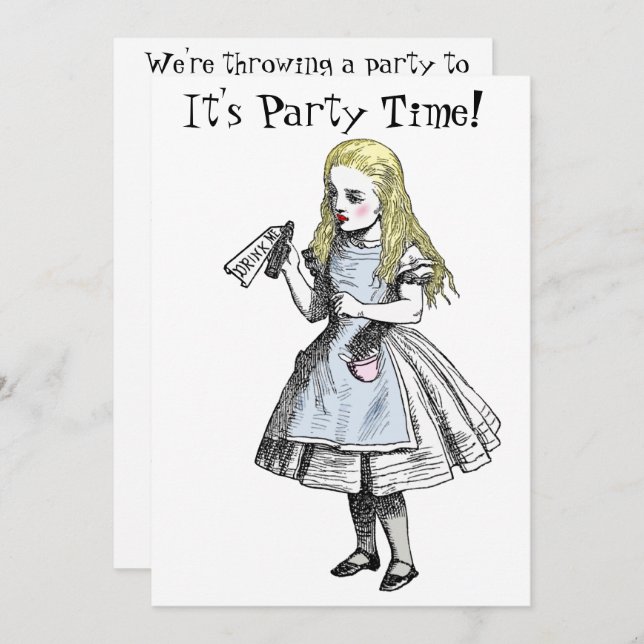 Alice in Wonderland Party Invitation Card (Front/Back)