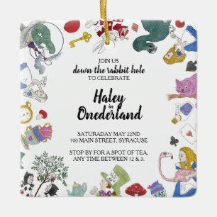 Alice In Wonderland Party Invitation Ornament