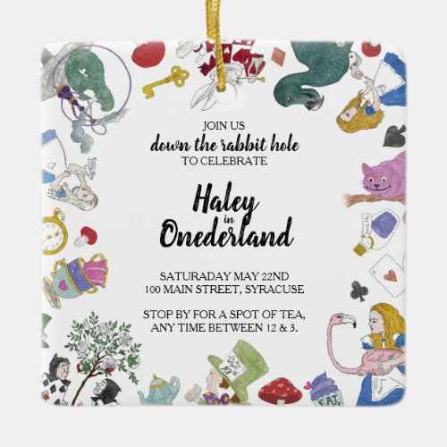 Alice In Wonderland Party Invitation Ornament
