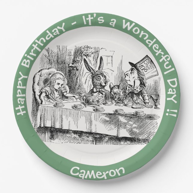 Alice in Wonderland Party - Mad Hatter's Tea Party Paper Plates (Front)