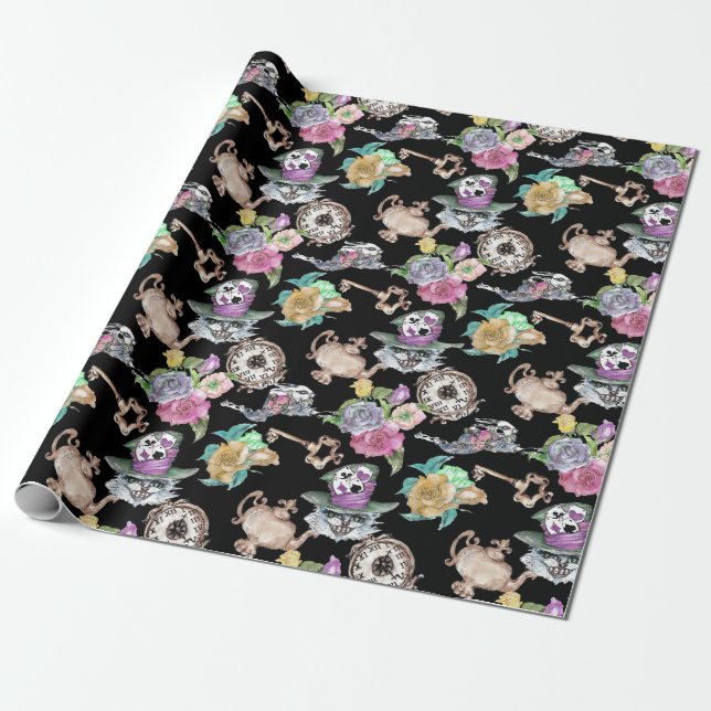 Alice in Wonderland Party Supplies Wrapping Paper (Unrolled)