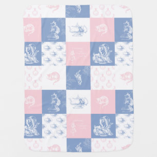 Alice in Wonderland Patchwork Blue Pink Blanket