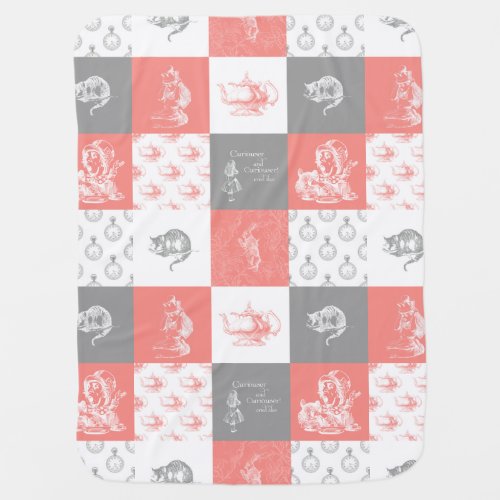 Alice in Wonderland Patchwork Gray Coral Blanket