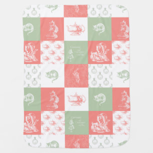 Alice in Wonderland Patchwork Green Coral Blanket