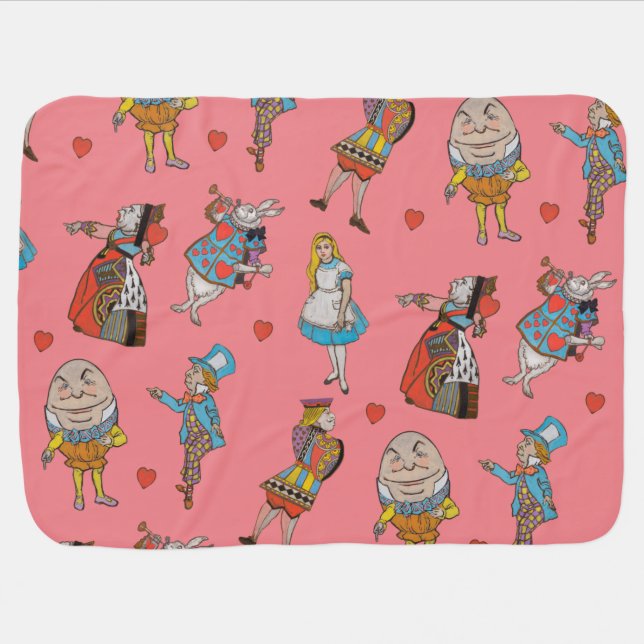 Alice in Wonderland Pattern Baby Blanket (Horizontal)