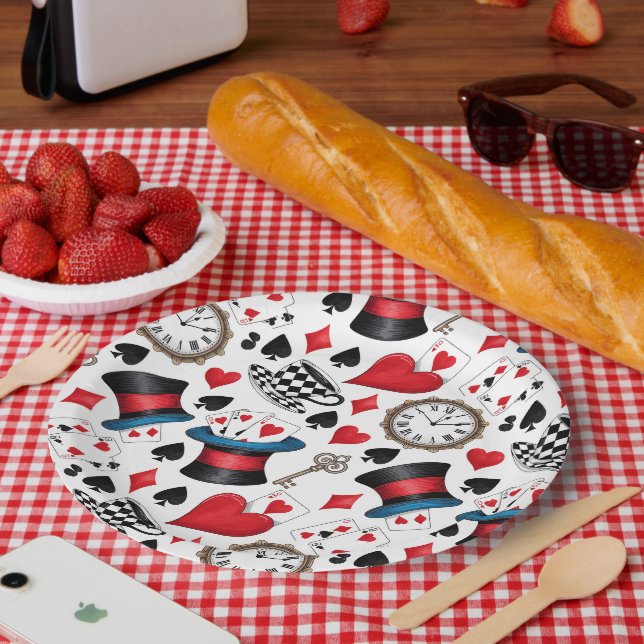 Alice in Wonderland Pattern  Paper Plates (Picnic)