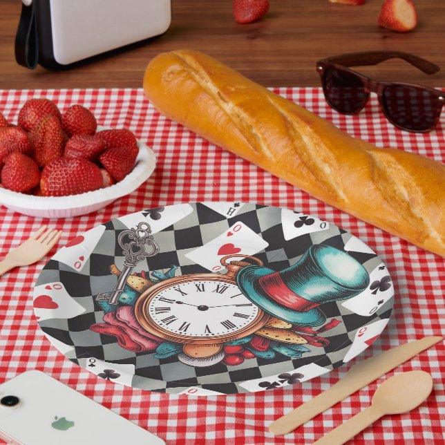 Alice in Wonderland Pattern  Paper Plates (Picnic)