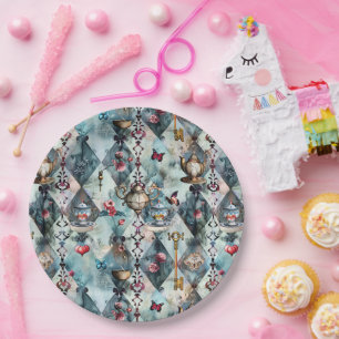 Alice in Wonderland Pattern Paper Plates