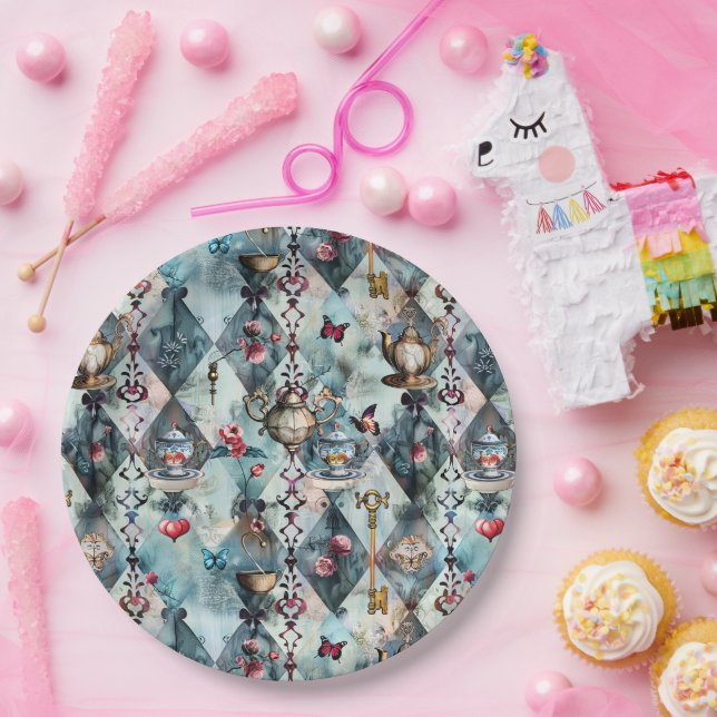 Alice in Wonderland Pattern Paper Plates (Party)
