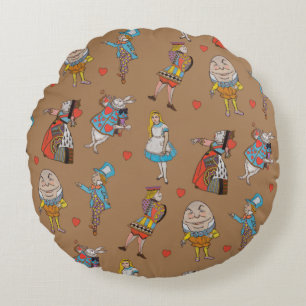 Alice in Wonderland Pattern Round Pillow